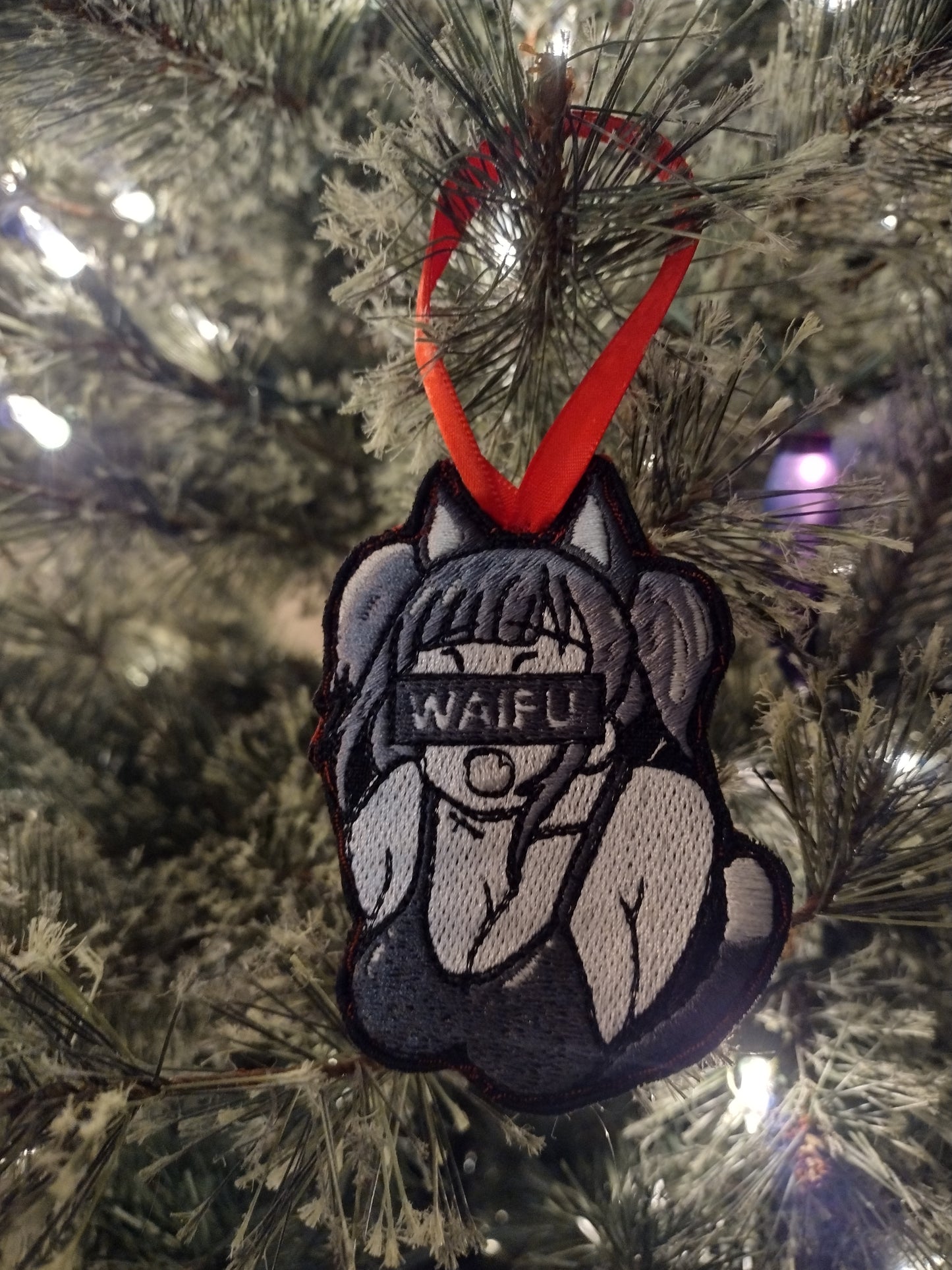 Embroidered lewd waifu cat girl patch
