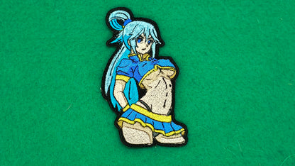 Aqua babe embroidered patch