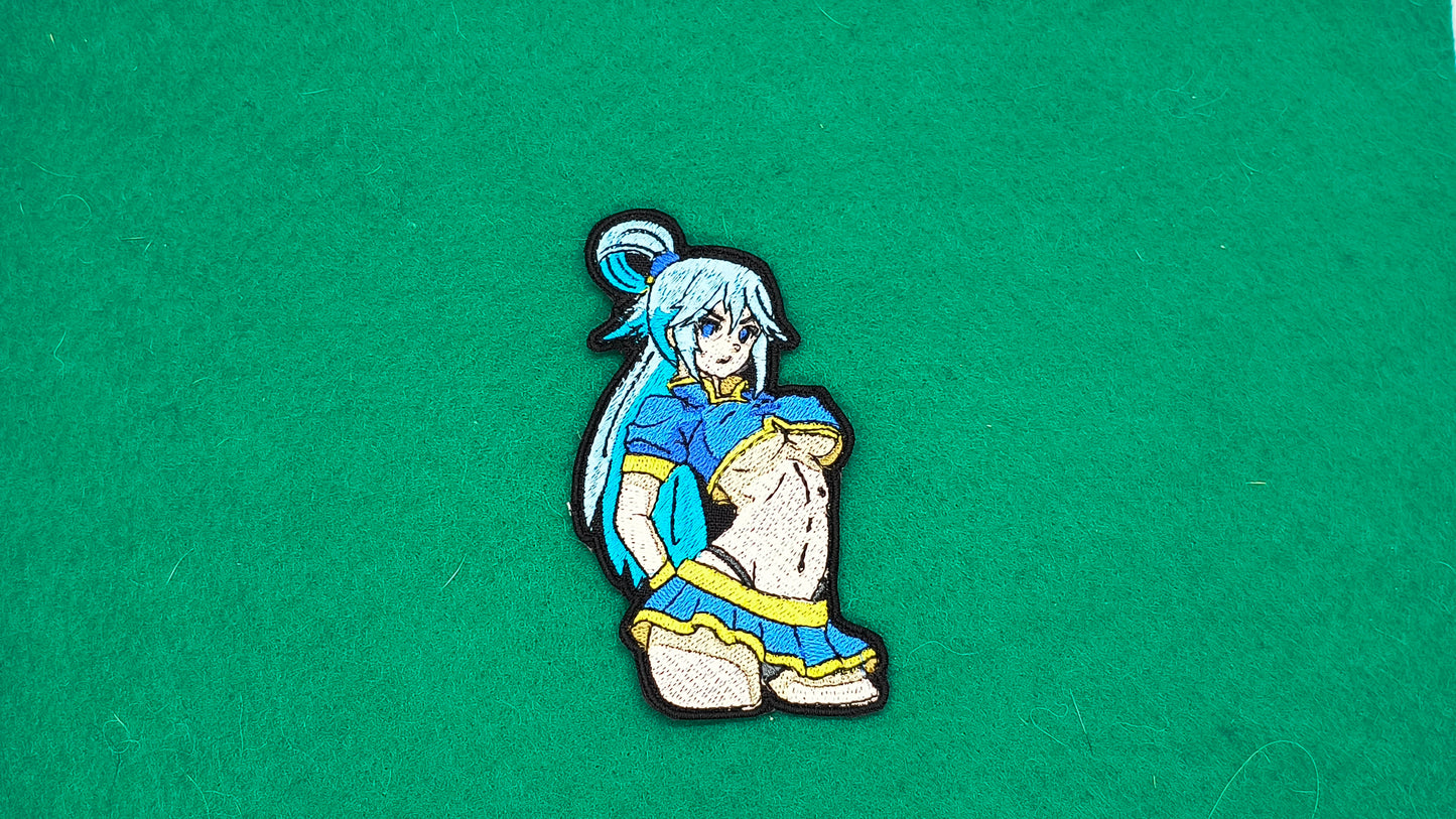 Aqua babe embroidered patch