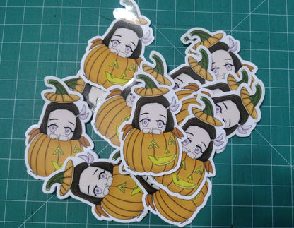 Nezuko pumpkin stickers