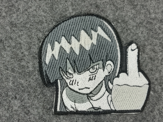 embroidered anime giving finger patch