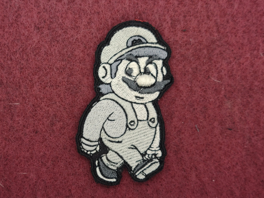 Glow in the dark Mario arm embroidered patch troll joke