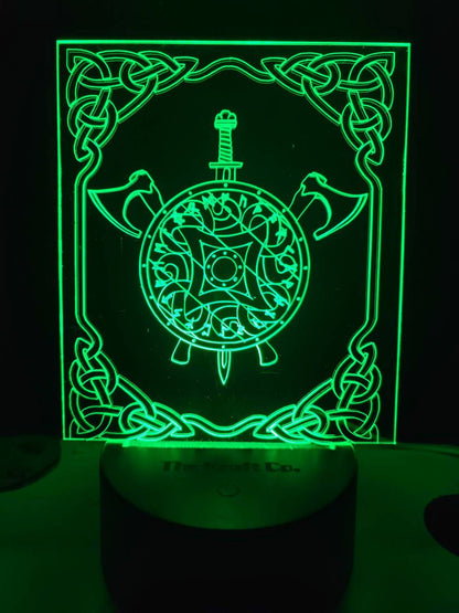 Viking shield, sword , and axes acrylic 3d light.