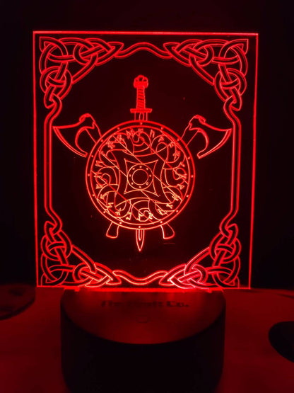 Viking shield, sword , and axes acrylic 3d light.