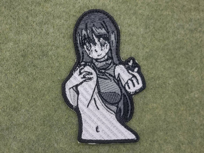 Lewd anime waifu embroidered patch.