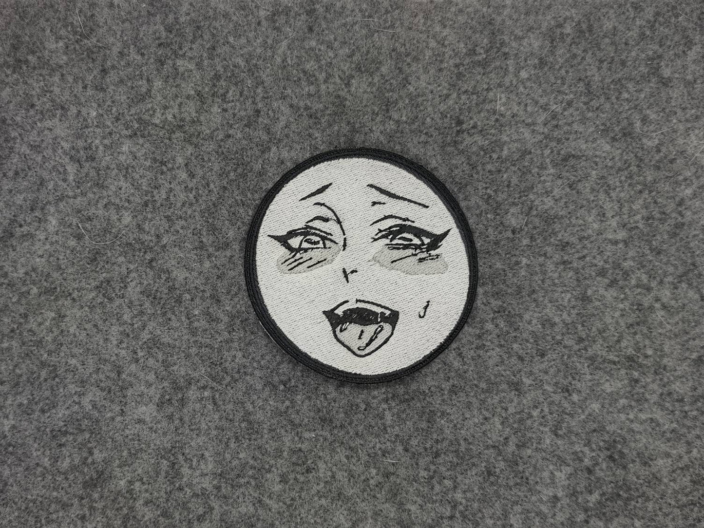 embroidered Ahegao face patch