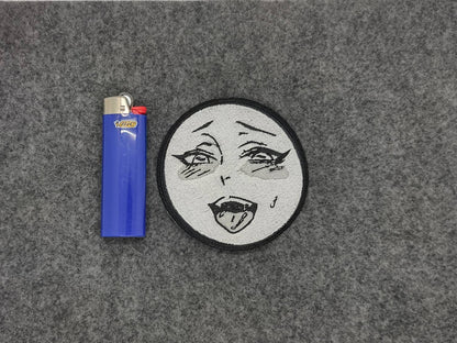 embroidered Ahegao face patch