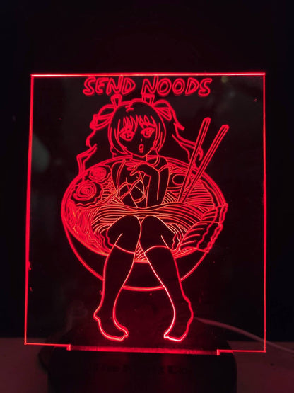 send noods ramen noodles anime girl engraved acrylic light