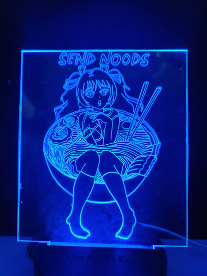 send noods ramen noodles anime girl engraved acrylic light